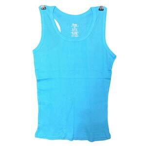 Grip Womens Tank Top Shirt Racerback Rib Knit Stretchy Teal Blue Sleeveless XL